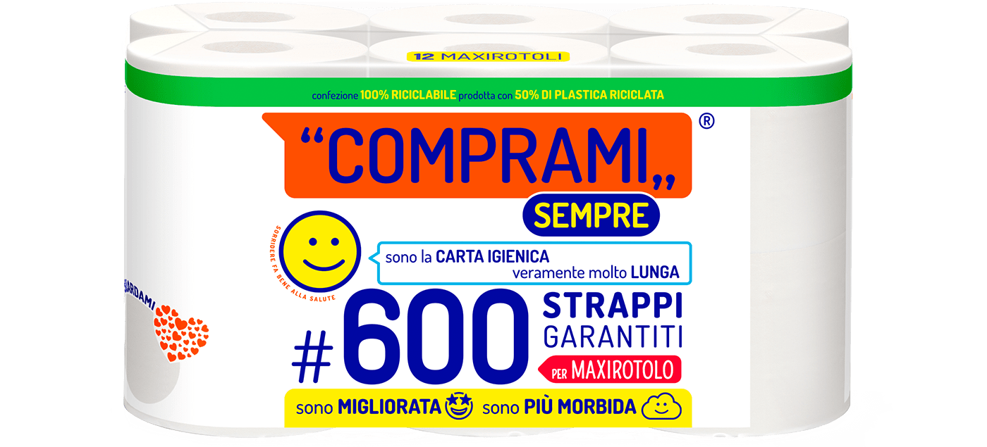 Sempre - Carta Igienica - 12 rotoli - 600 strappi - 2 veli