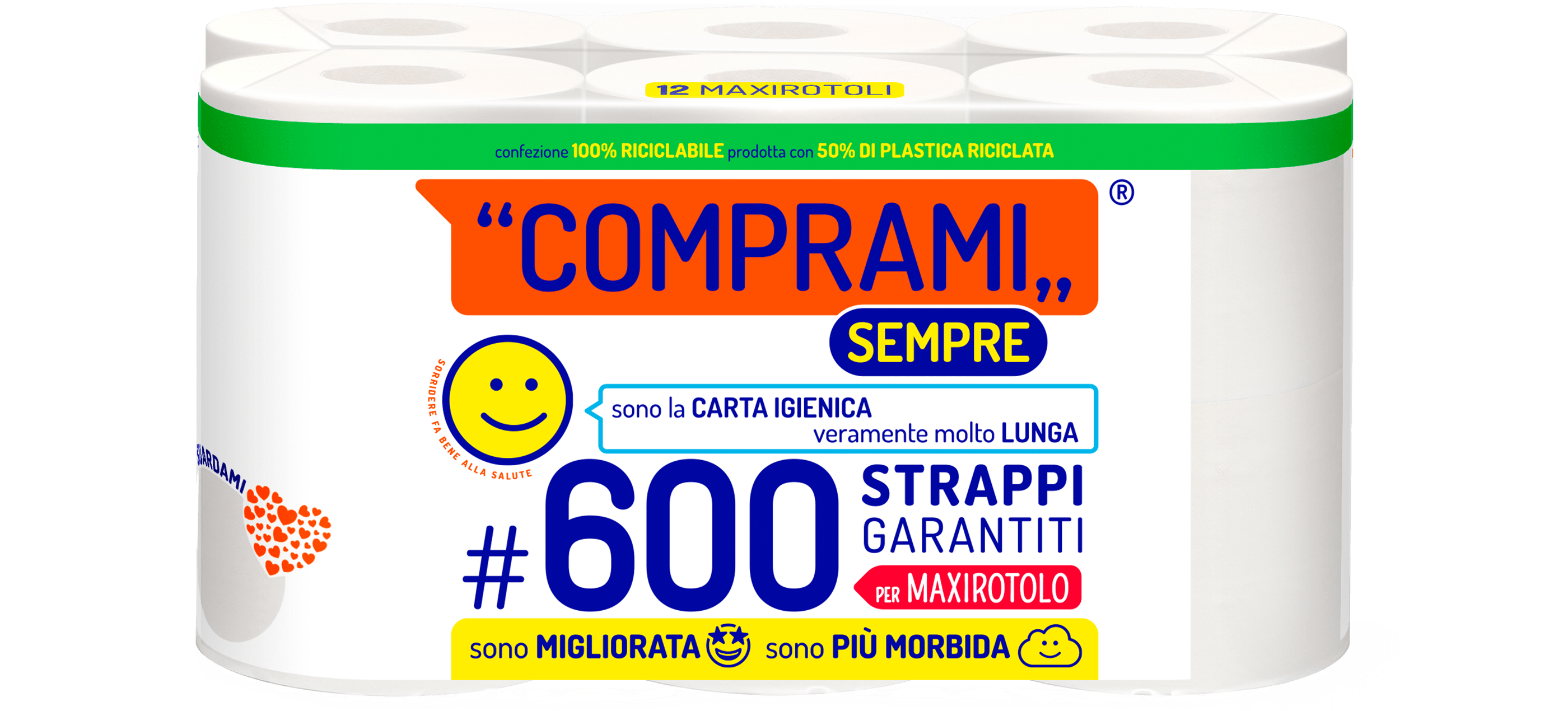Sempre - Carta Igienica - 12 rotoli - 600 strappi - 2 veli