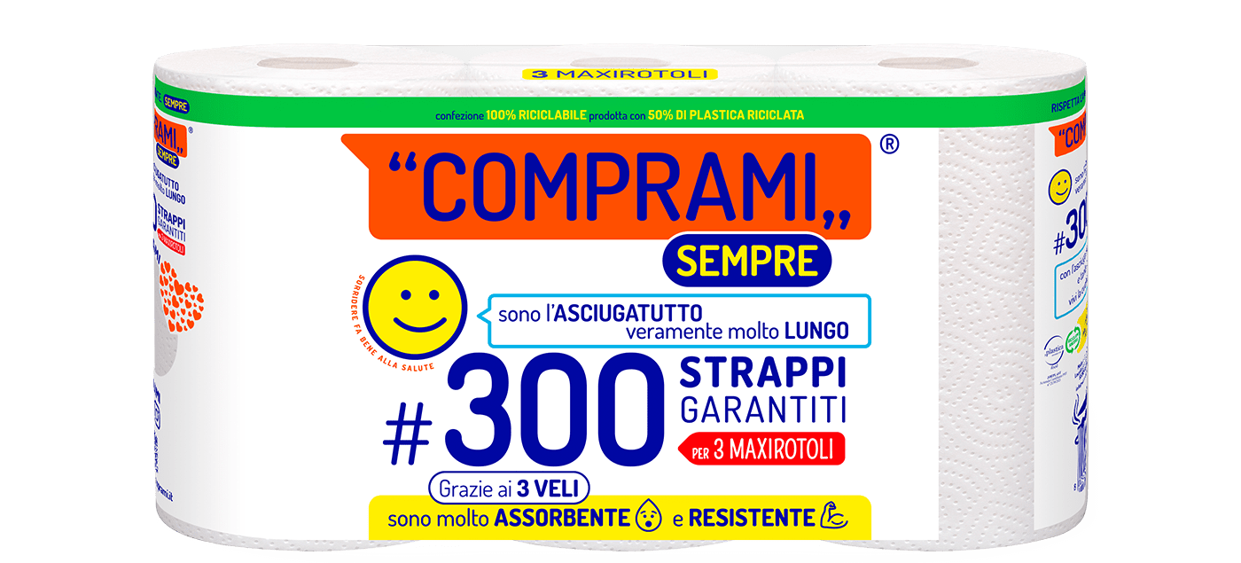 Sempre - Asciugatutto - 3 rotoli - 100 strappi - 3 veli