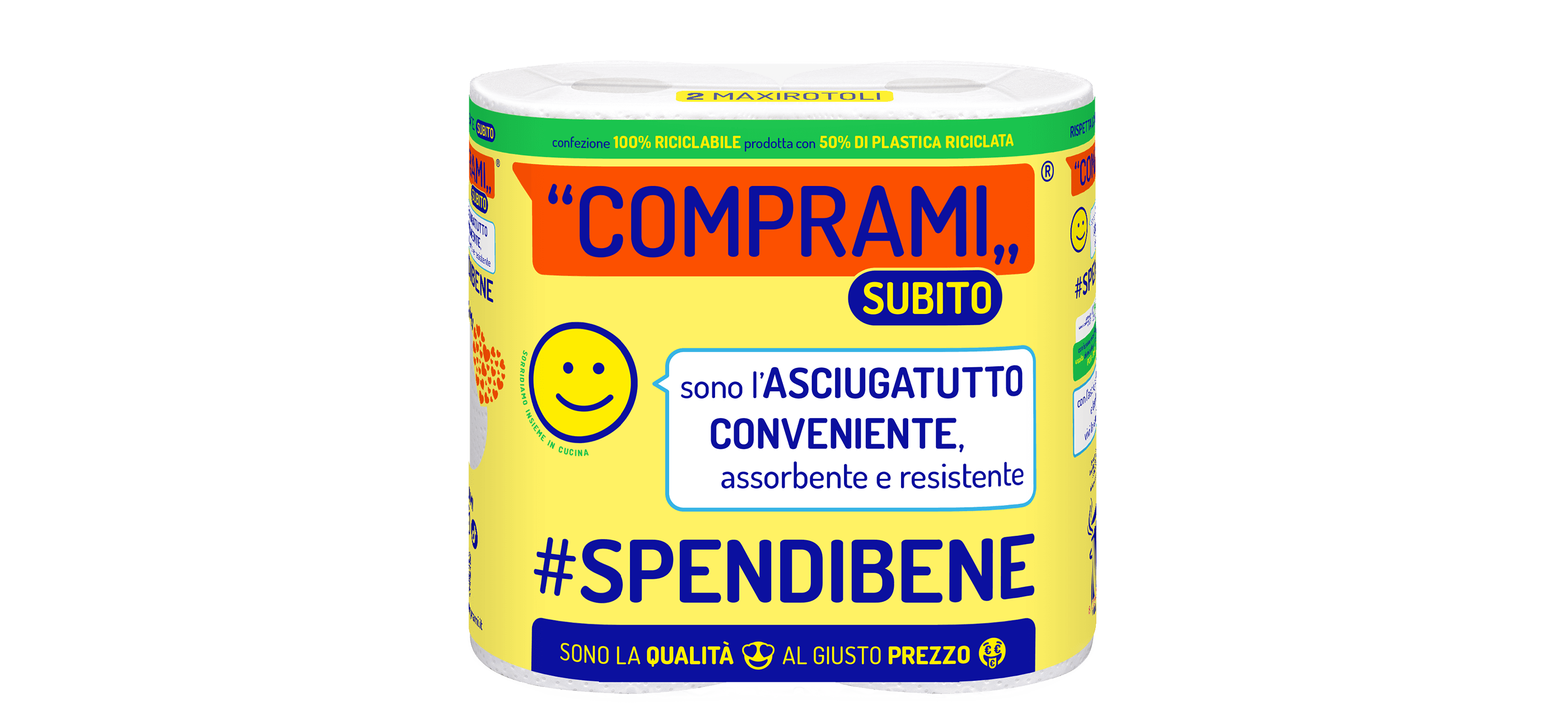 Subito - Asciugatutto - 2 rotoli – 90 strappi – 2 veli