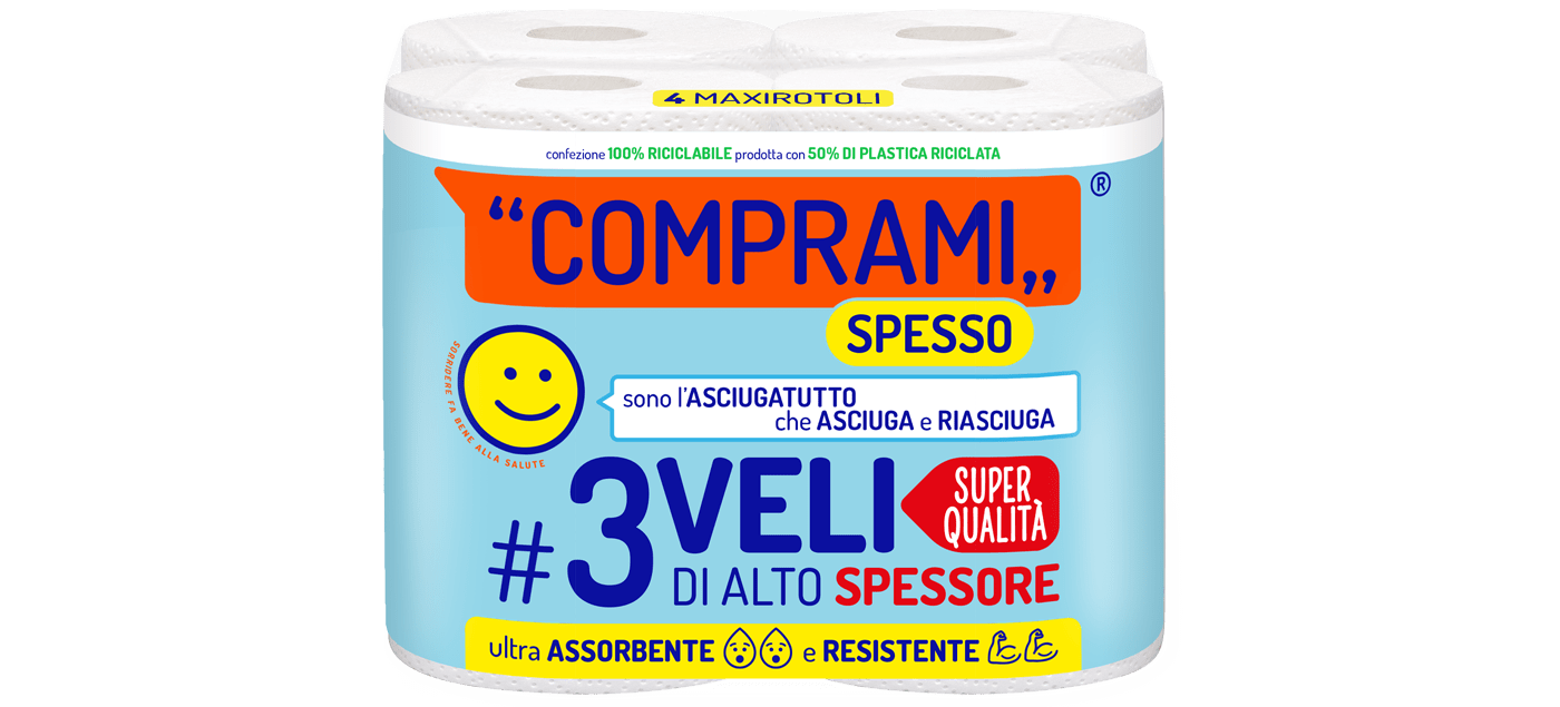 Spesso - Asciugatutto - 4 rotoli - 85 strappi - 3 veli